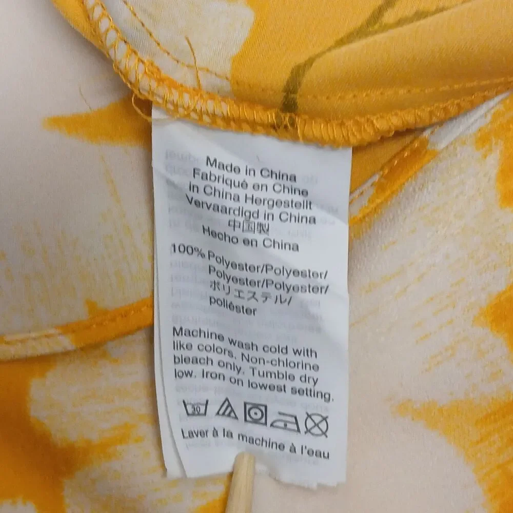 Madewell Yellow White Puff-Sleeve Ikat Floral Daisy Maxi Dress Size XS L3333